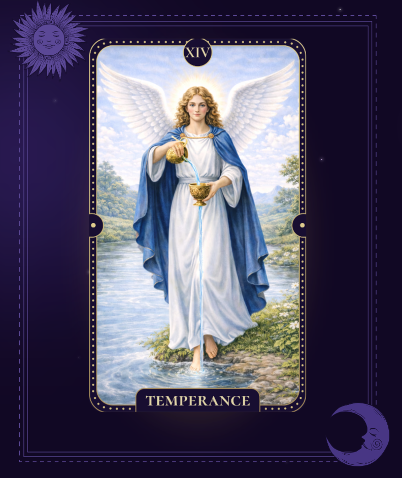 Карта Таро Помірність (Temperance) з колоди TaroTerra